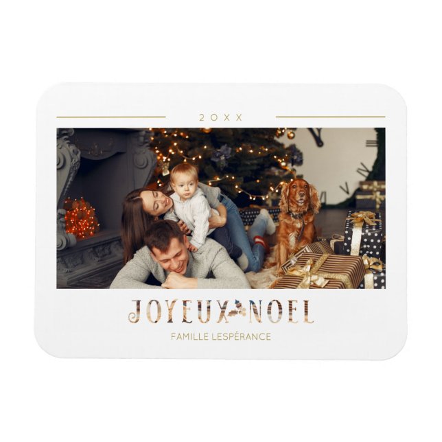 Magnet Flexible French Joyeux Noël Typographie moderne Photo perso (Horizontal)