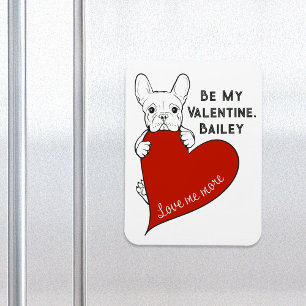 Magnet Flexible Frenchie Dog avec un coeur rouge Soyez ma Saint-Va