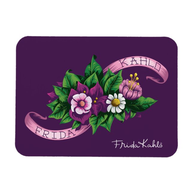 Magnet Flexible Frida Kahlo | Bouquet floral pourpre (Horizontal)