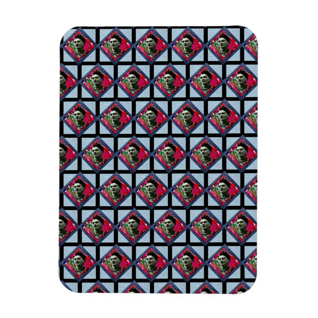 Magnet Flexible Frida Kahlo Retro Pink Denim (Vertical)