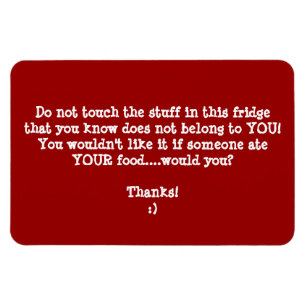 Magnet Flexible Fridge Food Thief Avertissement-Customisez-Le.