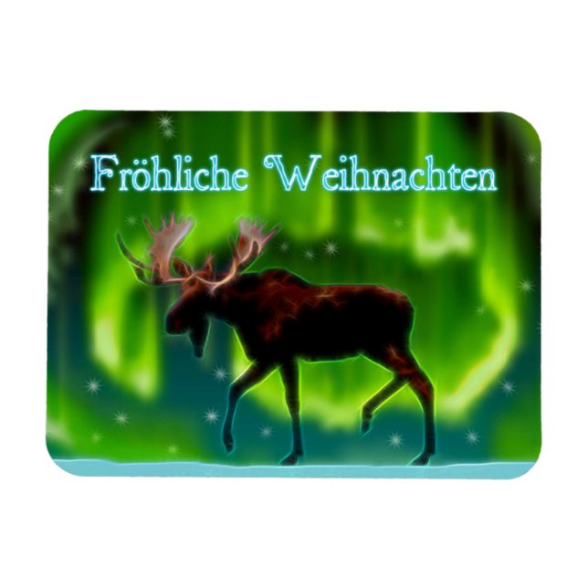 Magnet Flexible Frohliche Weihnachten - Oie aux aurores nordiques (Horizontal)