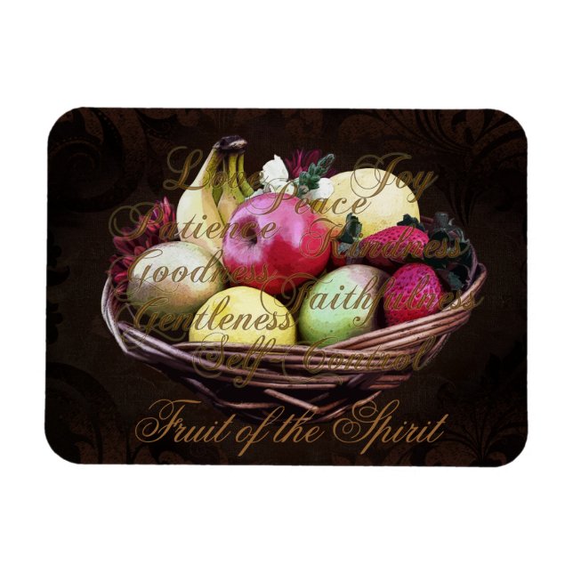Magnet Flexible Fruit de l'Esprit, Panier Brown peint (Horizontal)