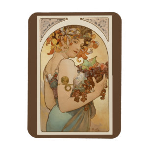 Magnet Flexible Fruit par Alphonse Mucha, Art Nouveau vintage