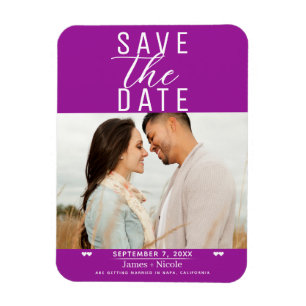 Magnet Flexible Fuchsia Moderne Enregistrer la Date Photo de Maria