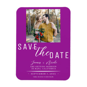 Magnet Flexible Fuchsia rose Enregistrer la date Mariage photo