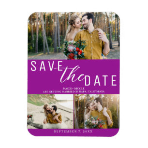 Magnet Flexible Fuchsia Rose Save the Date Mariage 3 Photos
