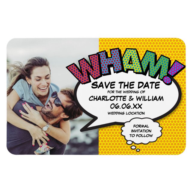 Magnet Flexible Fun Colorful WHAM Photo Save the Date (Horizontal)