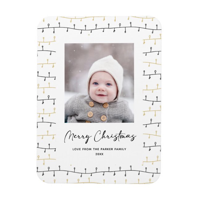 Magnet Flexible Fun Gold Noir ornements de Noël Simple Blanc (Vertical)