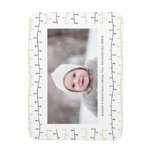 Magnet Flexible Fun Gold Noir ornements de Noël Simple Blanc