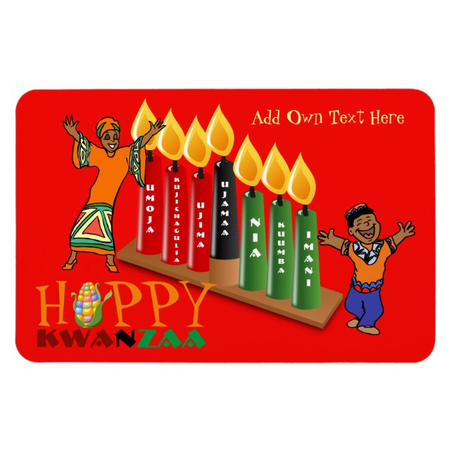 Magnet Flexible Fun Happy Kwanzaa 7 Principes Personnalisés (Horizontal)