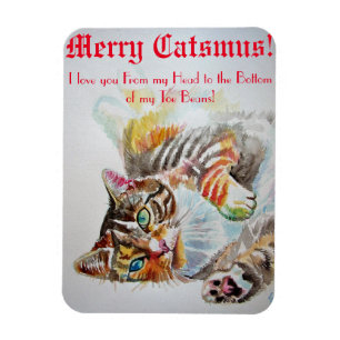 Magnet Flexible Funny Chats Chats Love Fèves Joyeux Noël Carte