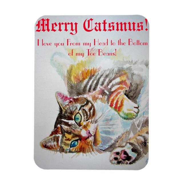 Magnet Flexible Funny Chats Chats Love Fèves Joyeux Noël Carte (Vertical)