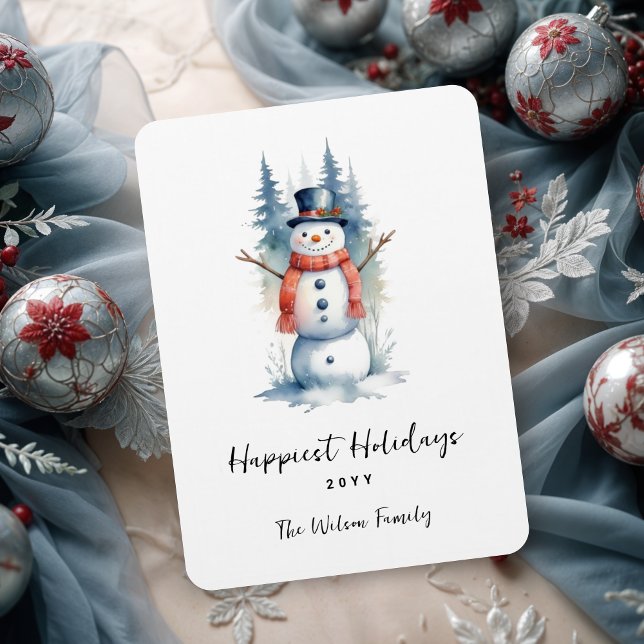 Magnet Flexible Funny Cute MInimalist Snowman Frosted Forest (Funny Cute MInimalist Snowman Frosted Forest Christmas Magnets.)