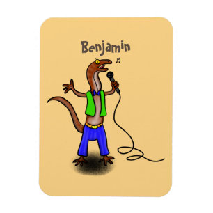 Magnet Flexible Funny lizard singing with microphone cartoon
