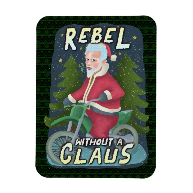 Magnet Flexible Funny Noël Père Noël Humour Motorcycle Rebel (Vertical)