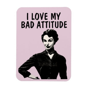 MAGNET FLEXIBLE FUNNY RETRO WOMAN 'LOVE MON MAUVAISE ATTITUDE' MAG