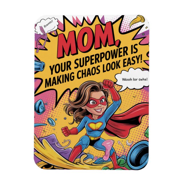 Magnet Flexible Funny Superhero Fête des mères de maman (Vertical)