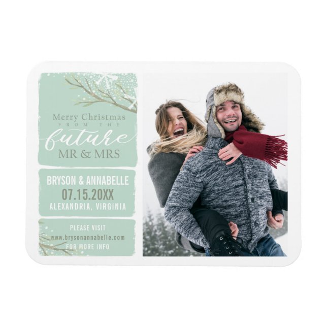 Magnet Flexible Futur M & Mme Winter Tree Aquarelle bleu neige | (Horizontal)