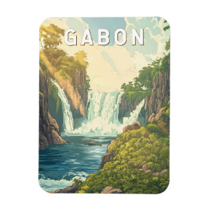 Magnet Flexible Gabon Illustration Voyage Art Vintage