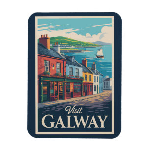 Magnet Flexible Galway Irlande Illustration Voyage Art Vintage