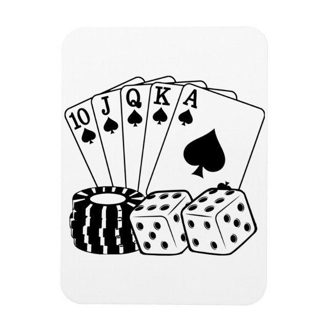 Magnet Flexible Gambling Casino Cartes Dice Poker Chips Art (Vertical)