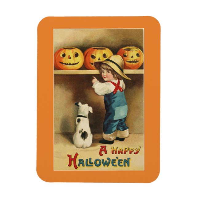 Magnet Flexible Garçon d'Halloween vintage (Vertical)