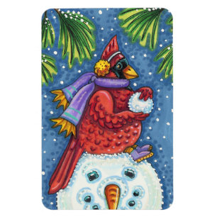 MAGNET FLEXIBLE GARDE CARDINAL SNOWMAN, CUTE NOËL REDBIRD