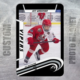 Magnet Flexible Gardien de hockey sur glace Cadeau sur argent noir