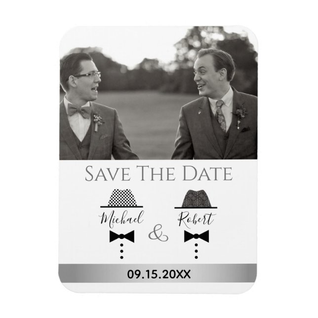 Magnet Flexible Gay Photo Wedding Enregistrer La Date Invitation (Vertical)