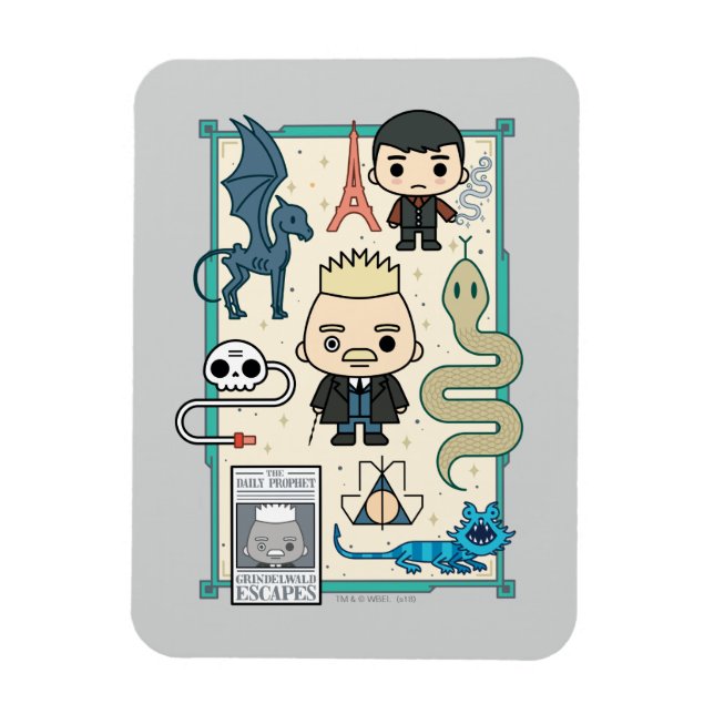 Magnet Flexible GELLERT GRINDELWALD™ et dessin sur os (Vertical)
