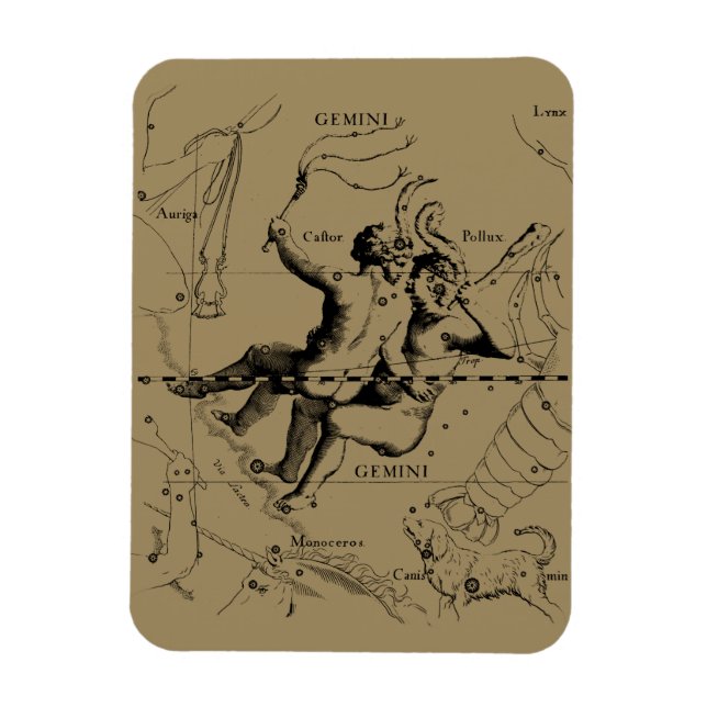 Magnet Flexible Gemini Constellation Zodiac Hevelius 1690 (Vertical)