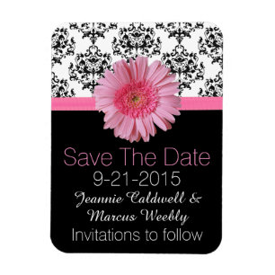 Magnet Flexible Gerber rose Daisy Wedding Enregistrer la date Magn