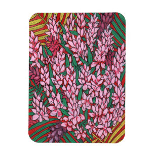Magnet Flexible Gingembre de cône rose Alpinia Fleurs tropicales F