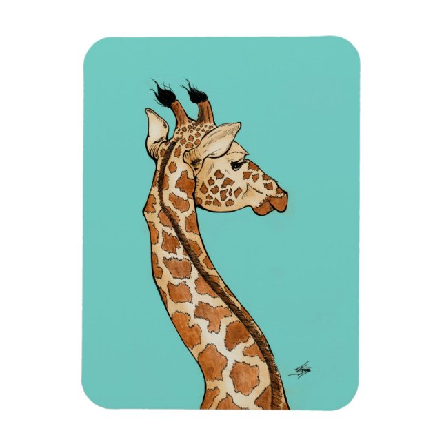Magnet Flexible Giraffe avec arrière - plan turquoise (Vertical)