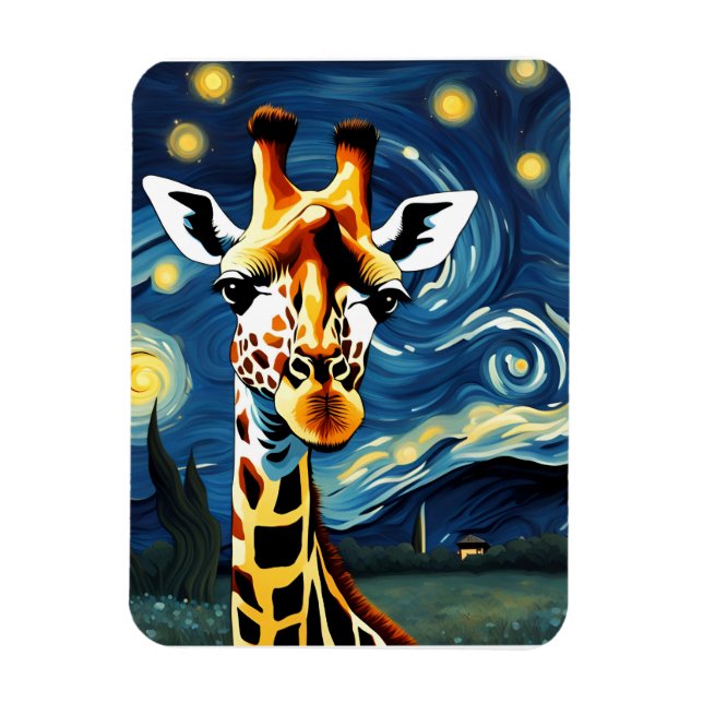 Magnet Flexible Giraffe dans la nuit étoilée (Vertical)