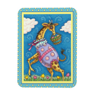 MAGNET FLEXIBLE GIRAFFE D'OEUFS DE PÂQUES ET TULIPS DE PRINTEMPS M