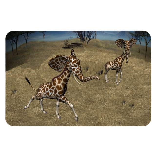 Magnet Flexible Giraffes d'éléphants mignons (Horizontal)
