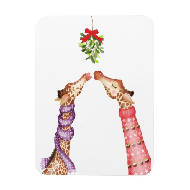 Magnet Flexible Giraffes s'embrassant sous aimant de Noël mistleto (Vertical)
