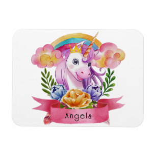 Magnet Flexible Girls mignonne violet licorne arc-en-ciel Nom pers