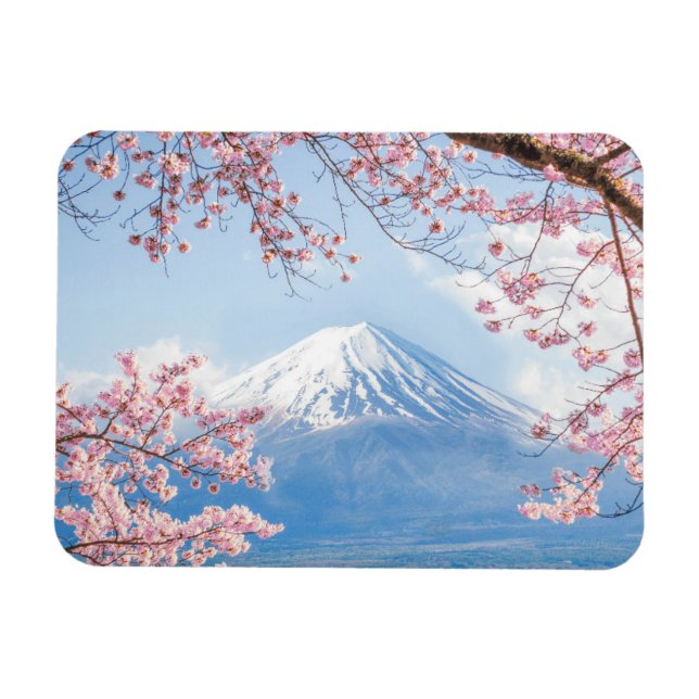 Magnet Flexible Glace et neige | Cherry Blossoms Mt. Fuji Japon (Horizontal)