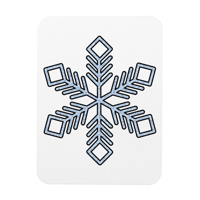 Magnet Flexible Glitter Snowflake - Baby Blue Branches (Vertical)