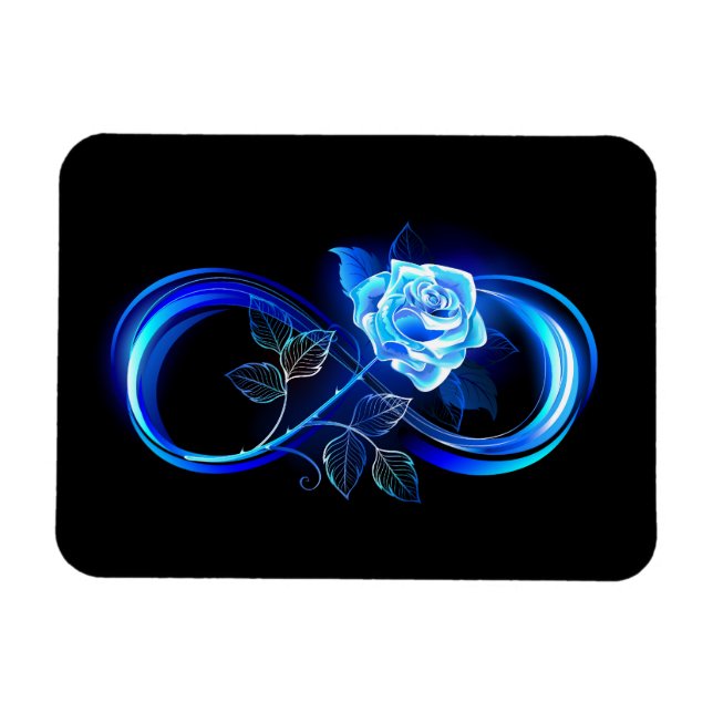 Magnet Flexible Glowing infinity with blue rose (Horizontal)