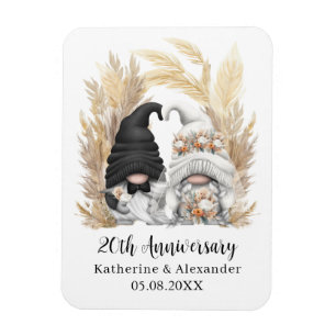 Magnet Flexible Gnome Pampas Grass 20e anniversaire Mariage person