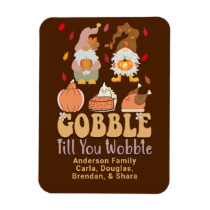 Magnet Flexible Gnomes Gobble Citation Thanksgiving Nom de famille