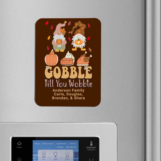 Magnet Flexible Gnomes Gobble Citation Thanksgiving Nom de famille (Gnomes Gobble Quote Thanksgiving Family Names Magnet)