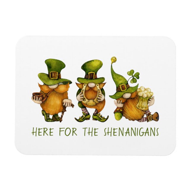 Magnet Flexible Gnomes irlandais mignons Personnalisé Bonne St Pat (Horizontal)