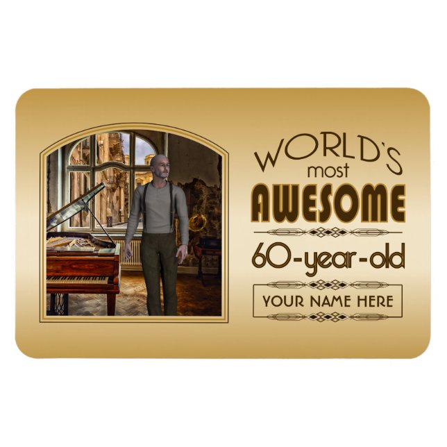 Magnet Flexible Gold 60th Birthday Meilleur cadre photo personnali (Horizontal)