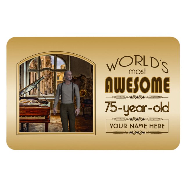 Magnet Flexible Gold 75th Birthday Meilleur cadre photo personnali (Horizontal)