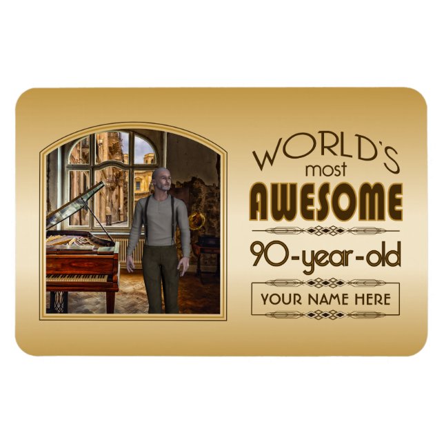 Magnet Flexible Gold 90th Birthday Meilleur cadre photo personnali (Horizontal)